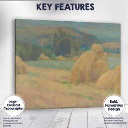 Soft Pastel Haystacks Summer Countryside Landscape Canvas Wall Art Print Decor Picture Ready To Hang - thumbnail 1