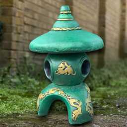 Large Green Pagoda Statue Concrete Lantern Sculpture Outdoor Asian Ornament Handmade Zen Garden Decoration Lover Gift Yard Art - thumbnail 2
