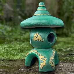 Large Green Pagoda Statue Concrete Lantern Sculpture Outdoor Asian Ornament Handmade Zen Garden Decoration Lover Gift Yard Art - thumbnail 3