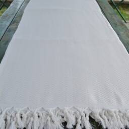 "White Blanket, Turkish Peshtemal, Bed Cover, Turkish Towel, Cotton Blanket, Throw, Cover, 82""x91" - thumbnail 4