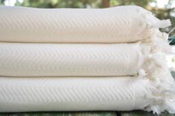 "White Blanket, Turkish Peshtemal, Bed Cover, Turkish Towel, Cotton Blanket, Throw, Cover, 82""x91"