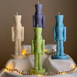 Handmade Nutcracker Candle Sculptural Christmas Decor Gift - thumbnail 1