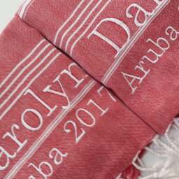 Personalized Turkish Cotton Beach Towel, Fouta Peshtemal, Summer Bridesmaid Gift - thumbnail 2