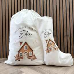 Personalised Christmas Set - Gingerbread House Stocking, Mug & Tote