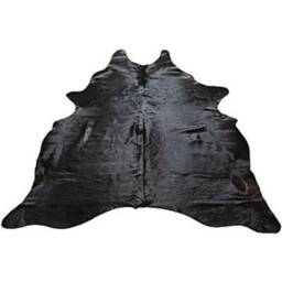 Black Cowhide Rug Natural Cow Hide Leather Dyed Skin 5 X - thumbnail 3