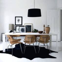 Black Cowhide Rug Natural Cow Hide Leather Dyed Skin 5 X - thumbnail 1