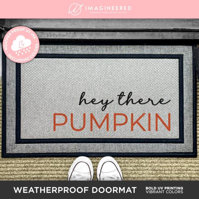 Corner Hey There Pumpkin Decor - Fall Rug Porch Washable Mat Autumnal Decoration Quote - image 1