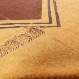 Hand Block Printed Cotton Dhurrie Rug, Bohemian Kilim Design - thumbnail 2