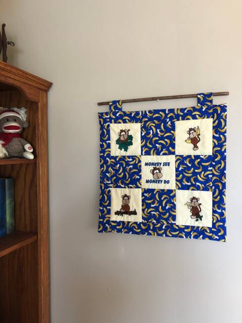 Monkey See Do Quilted Wall Hanging 19'' X - image 1