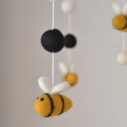 Baby Girl Mobile/ Mobile/ Bee Handmade Mobile/Baby Shower Gift/Crib Black Felt Ball Mobile - thumbnail 3