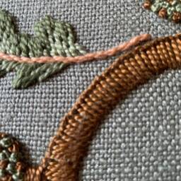 Acorn & Oak Pillow, Hand Embroidered, Craftsman Style, Mission - thumbnail 3