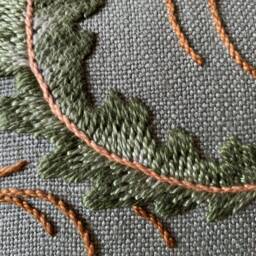 Acorn & Oak Pillow, Hand Embroidered, Craftsman Style, Mission - thumbnail 4