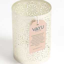 Large Honeycomb Net Cut Silver Metal Cylindrical Candle Holder - thumbnail 4