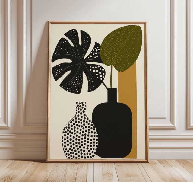 Mid-Century Modern Plant Art, Botanical Scandinavian Wall Decor, Abstract Minimalist Print Set, Aesthetic Home Gift - image 1