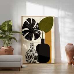 Mid-Century Modern Plant Art, Botanical Scandinavian Wall Decor, Abstract Minimalist Print Set, Aesthetic Home Gift - thumbnail 3