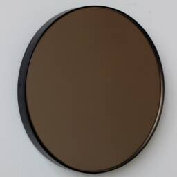 Orbis??? Bronze Tinted Round Mirror With Minimalist Black Frame - Large, Xl - thumbnail 3