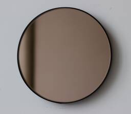 Orbis??? Bronze Tinted Round Mirror With Minimalist Black Frame - Large, Xl