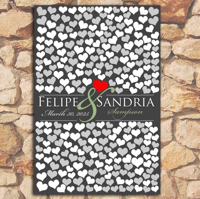 Personalized Wedding Guest Book Poster Heart Signature Design - 20x30 - image 1