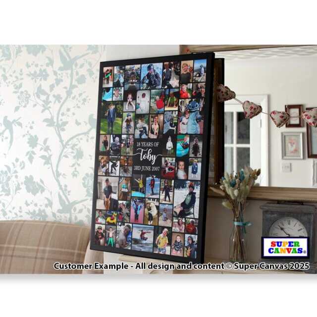 Happy Birthday Friend Son Daughter Sister Brother Husband Wife 56 Picture Photo Collage Frame Party Display Board Framed Canvas Print Gift - image 1