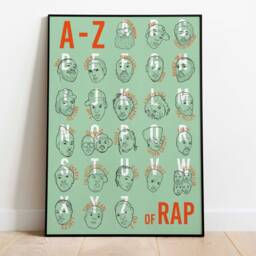 Hip Hop Alphabet Print A-Z Rap Music Illustration - Unframed - thumbnail 3