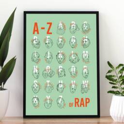 Hip Hop Alphabet Print A-Z Rap Music Illustration - Unframed - thumbnail 2