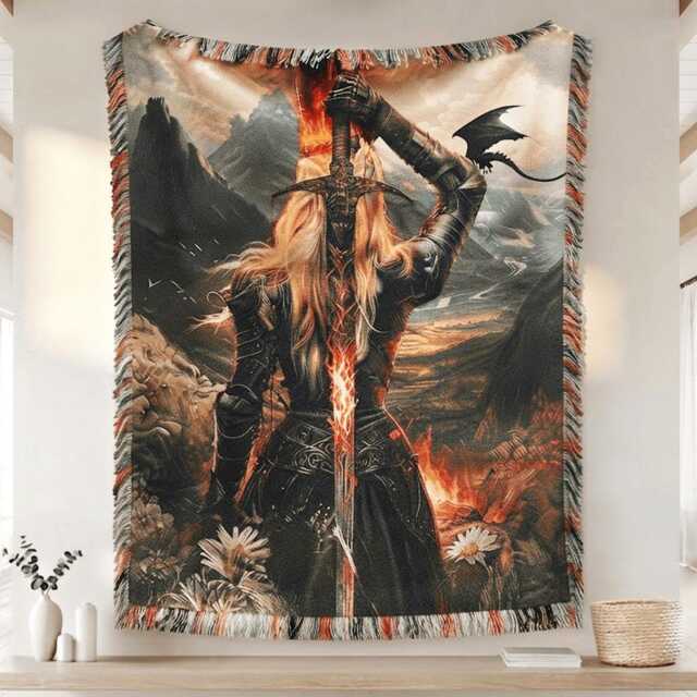 Throne Of Glass Woven Blanket, Manon Blackbeak Tower Scene Boho Fantasy Bookish Blanket - image 1