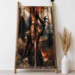 Throne Of Glass Woven Blanket, Manon Blackbeak Tower Scene Boho Fantasy Bookish Blanket - thumbnail 2