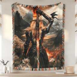 Throne Of Glass Woven Blanket, Manon Blackbeak Tower Scene Boho Fantasy Bookish Blanket