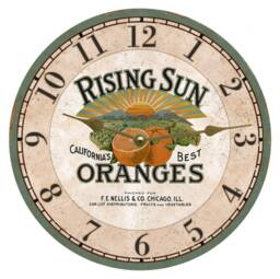 Handcrafted Orange Fruit Clock - Rustic Kitchen Wall Decor