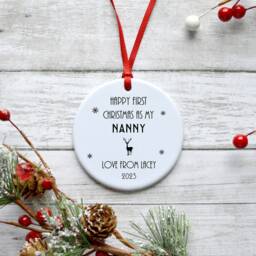 Mummy Daddy Grandma Etc First Christmas Ceramic/Porcelain Hanging Decoration Keepsake - Gift From New Baby Art Deco - thumbnail 3