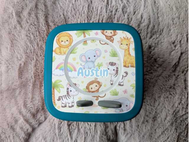 Personalised Safari Animals Toniebox 2 Topper Protective Vinyl Decal Tonie Box Glitter - image 1