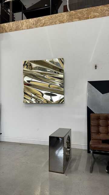 Brass Wall Art Distorted Lucid Mirror Sculpture - 50cm X 50cm - image 1