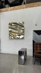 Brass Wall Art Distorted Lucid Mirror Sculpture - 50cm X 50cm