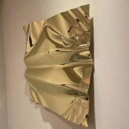 Brass Wall Art Distorted Lucid Mirror Sculpture - 50cm X 50cm - thumbnail 2