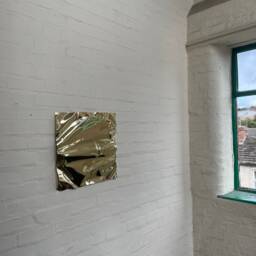 Brass Wall Art Distorted Lucid Mirror Sculpture - 50cm X 50cm - thumbnail 4