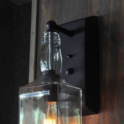 Whiskey Bottle Wall Sconce - Handmade Rustic Farmhouse Lighting - thumbnail 3