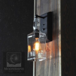 Whiskey Bottle Wall Sconce - Handmade Rustic Farmhouse Lighting - thumbnail 1