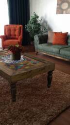 Hamsa Evil Eye Wood Coffee Table Boho Architectural Design - thumbnail 2
