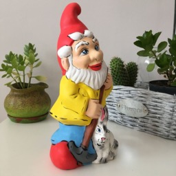Painted Ceramic Gnome, Garden Statues, Gnome With Rabbit, Decor, Outdoor Sculptures, Handmade Ceramics, Gift For Mom, Easter Gifts - thumbnail 3