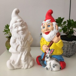 Painted Ceramic Gnome, Garden Statues, Gnome With Rabbit, Decor, Outdoor Sculptures, Handmade Ceramics, Gift For Mom, Easter Gifts - thumbnail 4