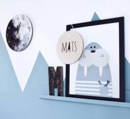 Moon Wall Clock, Full Wall Clock, Art, Watercolor Black & White Celestial Decor - thumbnail 1
