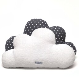 Cloud Pillow - Cuddle Pillow For Kids With Terry On The Backside Dark Grey Stars - thumbnail 2
