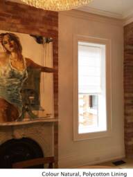 Custom Flat Roman Shade, Cheval White Faux Linen, Chain Mechanism - thumbnail 3
