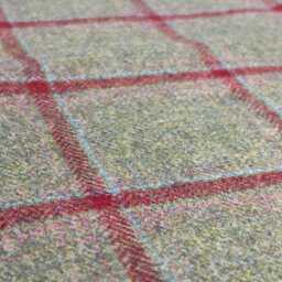 Tweed Wool Christmas Stocking in Forest Green & Red Windowpane Design - thumbnail 2