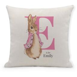 Personalised Bunny Initial Cushion Cover Nursery Decor, Baby Girl Gift, New - thumbnail 1