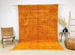 Orange Geometric Moroccan Shag Rug, Large Area Berber Wool Carpet, Hand Tufted Boho Decor, Rugs