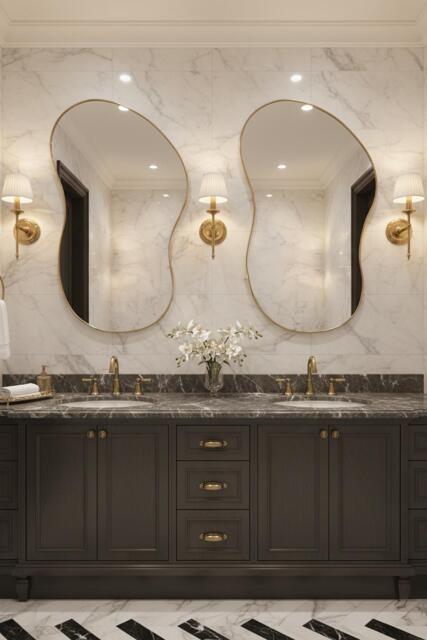 Asymmetrical Mirror - Vanity Irregular Brass Wall Mirrors - image 1