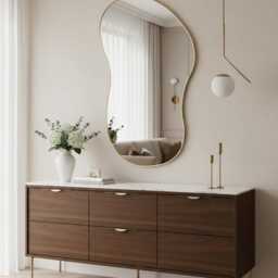 Asymmetrical Mirror - Vanity Irregular Brass Wall Mirrors - thumbnail 3