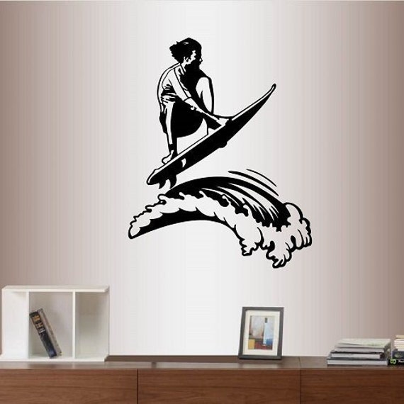 In-Style Decals Wall Vinyl Decal Home Decor Art Sticker Surfing Surfer Guy Man Waves Extreme Ocean Beach Room Removable Mural Design 274 - image 1