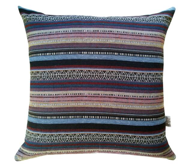 Striped Wooven Textured Pillow Cover Blue Navy Red Brown Cream Beige Black Kilim Style Bohemian Home Decor Farmhouse Ethnic Boho Cushion - image 1